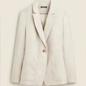 JCREW Helena blazer in stretch linen blend Flax Ivory Size 6